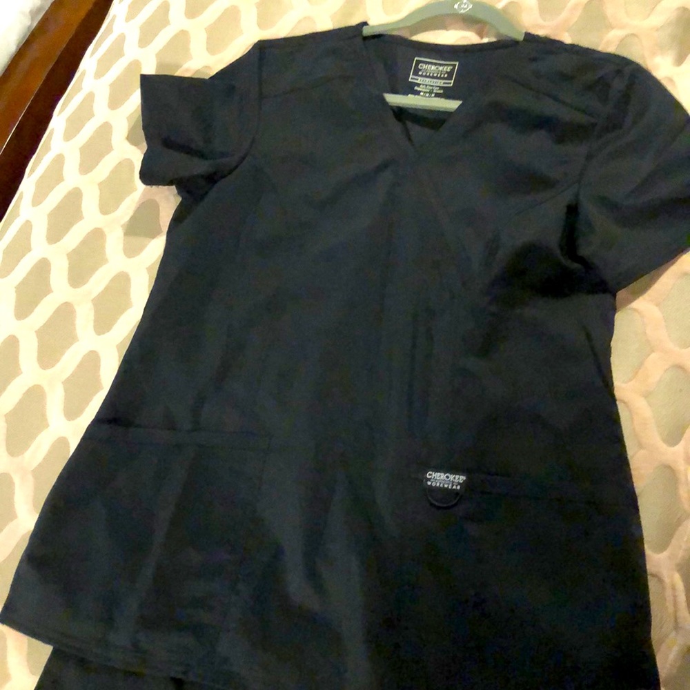 Brand New Cherokee Black Drawstring Scrub Set